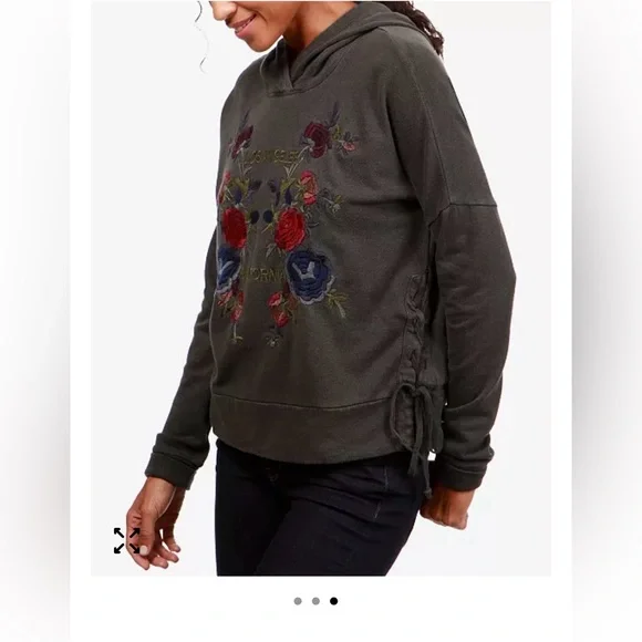 Lucky Brand Dark Gray Floral Hoodie - Picture 3 of 8